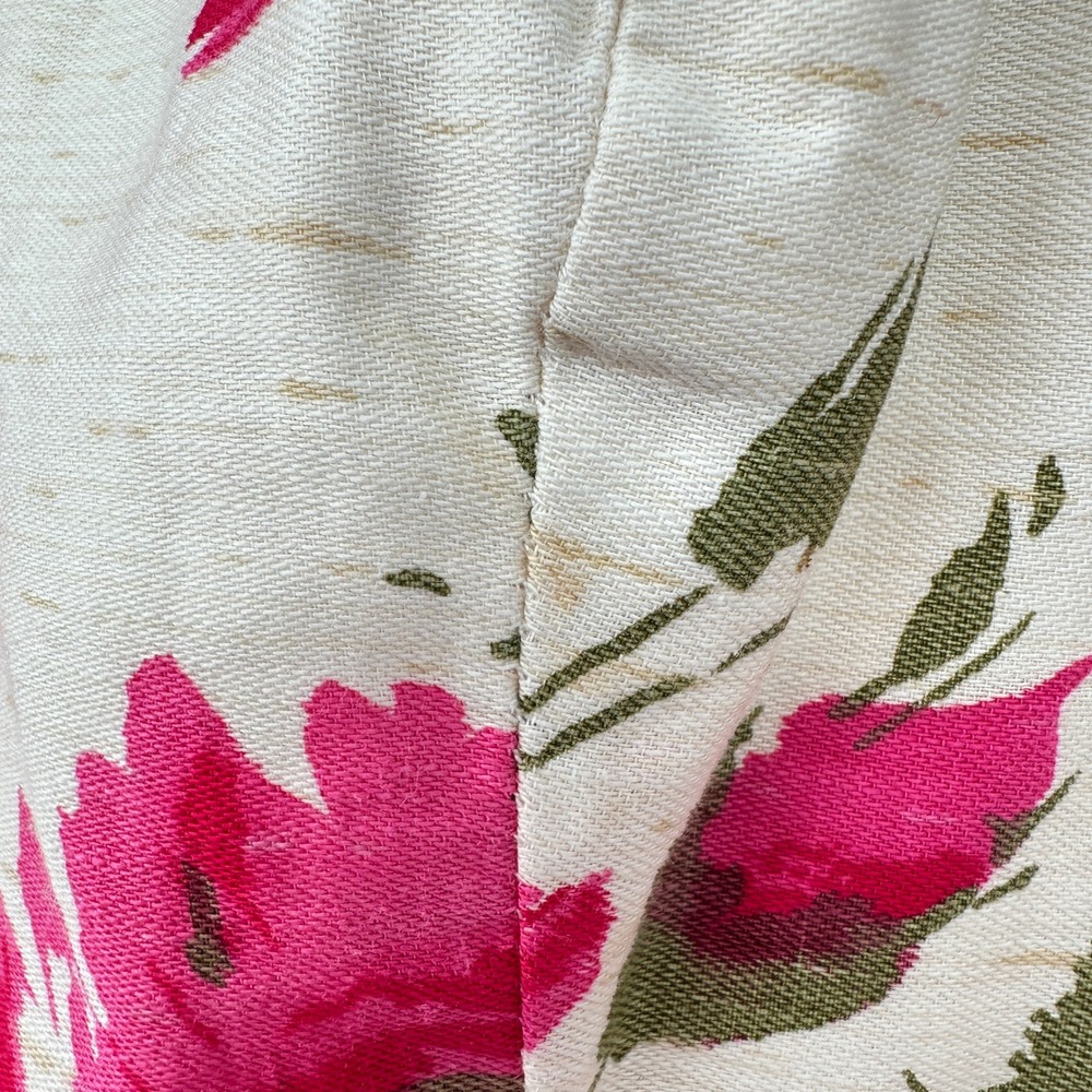 Vintage 50s 60s Floral Barkcloth Wiggle Sheath Dress S Pink Roses Mod Pin Up - Picture 10 of 10